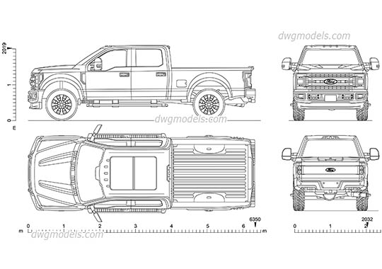 Ford F-250 Super Duty - DWG, CAD Block, drawing