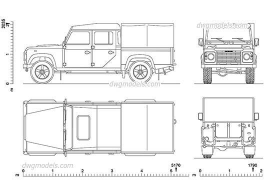 Land Rover Defender 130 - DWG, CAD Block, drawing