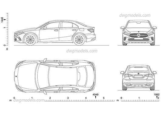 Mercedes-Benz A-Class Sedan - DWG, CAD Block, drawing