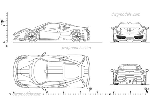 Ferrari 488 Pista - DWG, CAD Block, drawing
