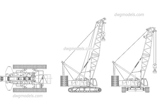 SANY Crawler Crane SCC1800 - DWG, CAD Block, drawing