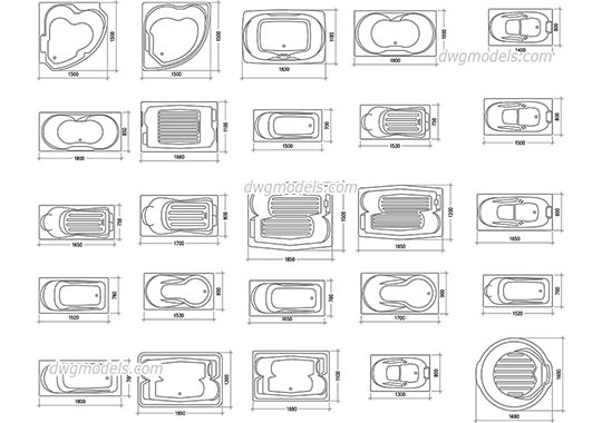 SPA Baths for Plans - DWG, CAD Block, drawing