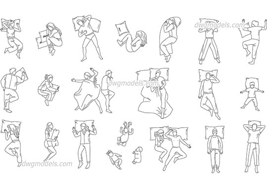 Sleeping People - DWG, CAD Block, drawing