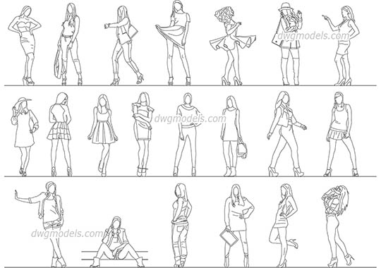 Girls in Heels - DWG, CAD Block, drawing